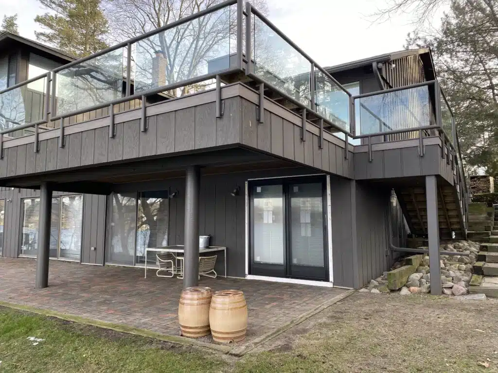 Custom Deck with modern railings and glass