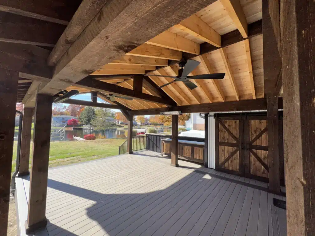 Roofed Deck With Lighting In Place By Spoiled Rotten Homes