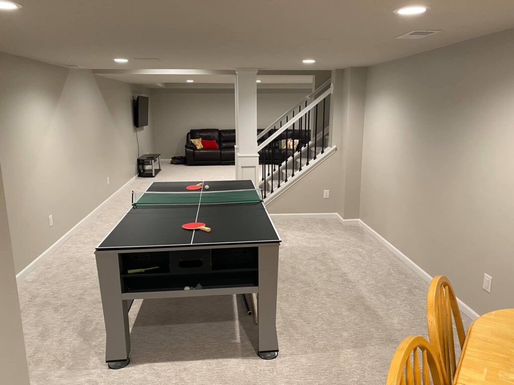 Recreational Space In A Remodeled Basement